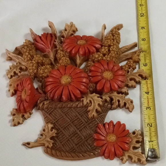 HOMCO MCM FALL FLOWERS SET OF VTG 70'S 3D WALL ART - Picture 10 of 10